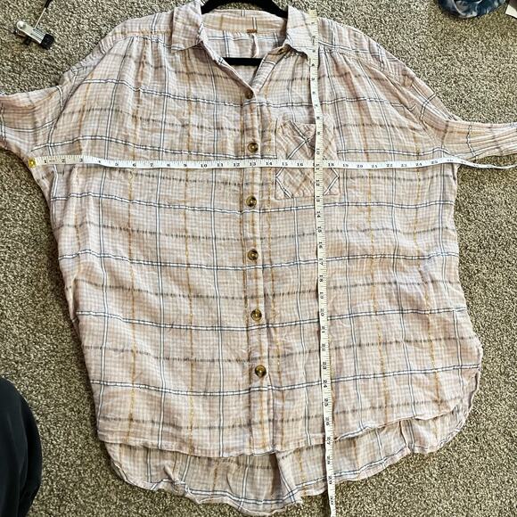 Free People Break My Stride Plaid Shirt Size Small - Picture 6 of 6